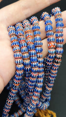 Vintage Venetian Trade Style beads Old multi Glass Chevron Beads Strand 9mm