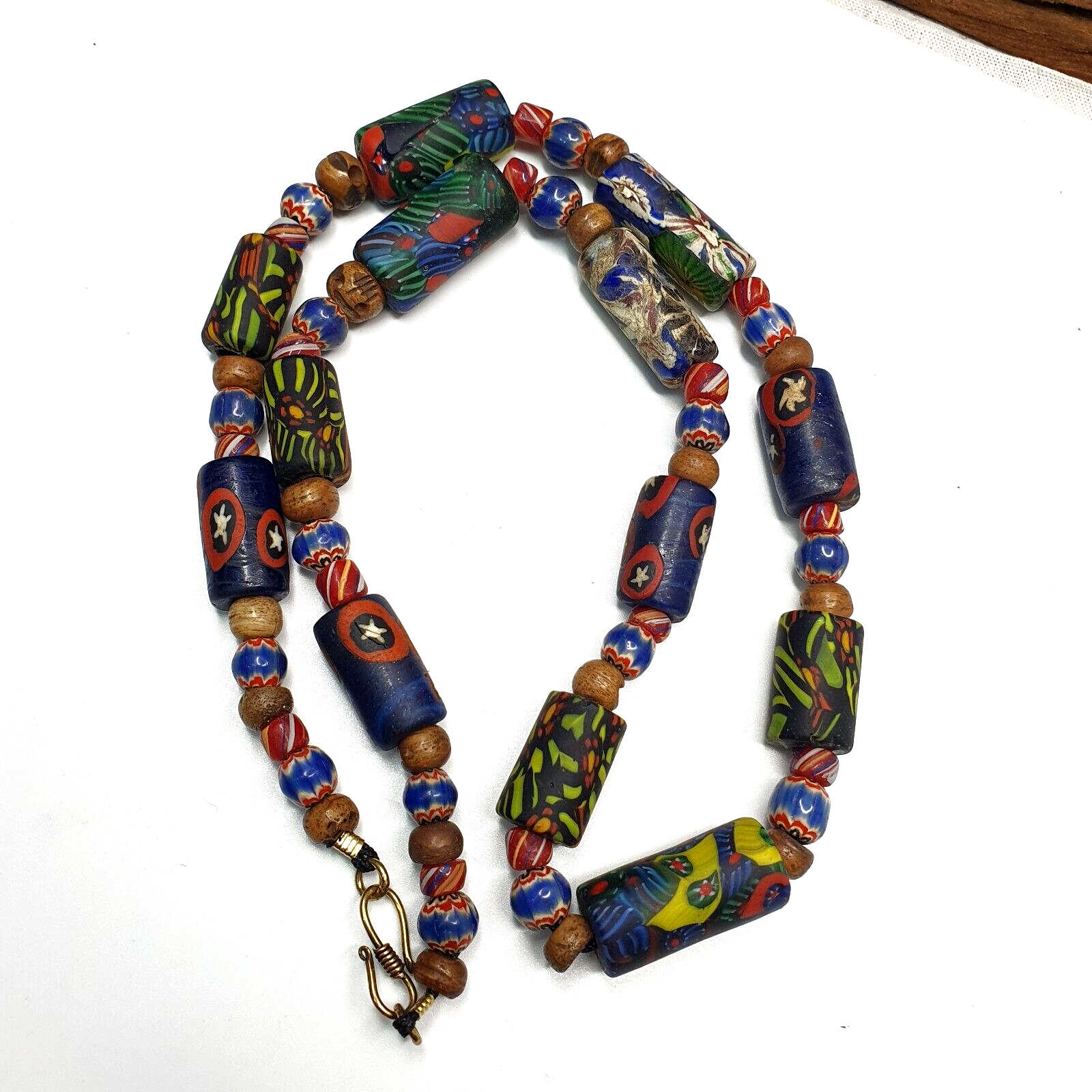 Venetian Millefiori Style beads Mosaic Glass Chevron beaded Necklace