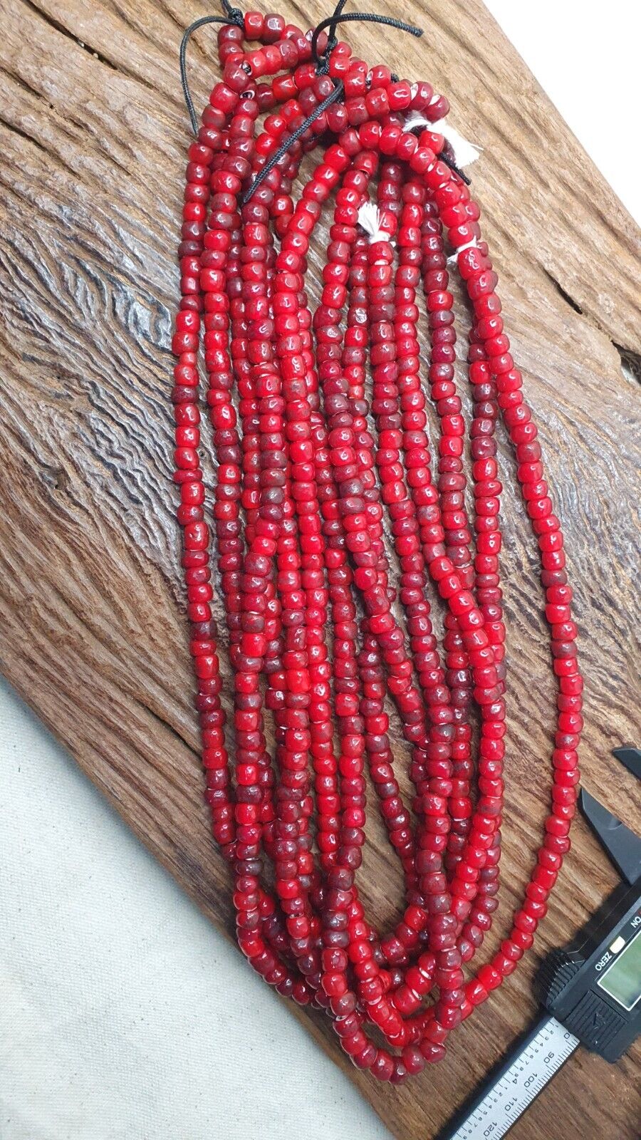 7.5 mm Antique Venetian Style White Heart Trade Beads Long Strand