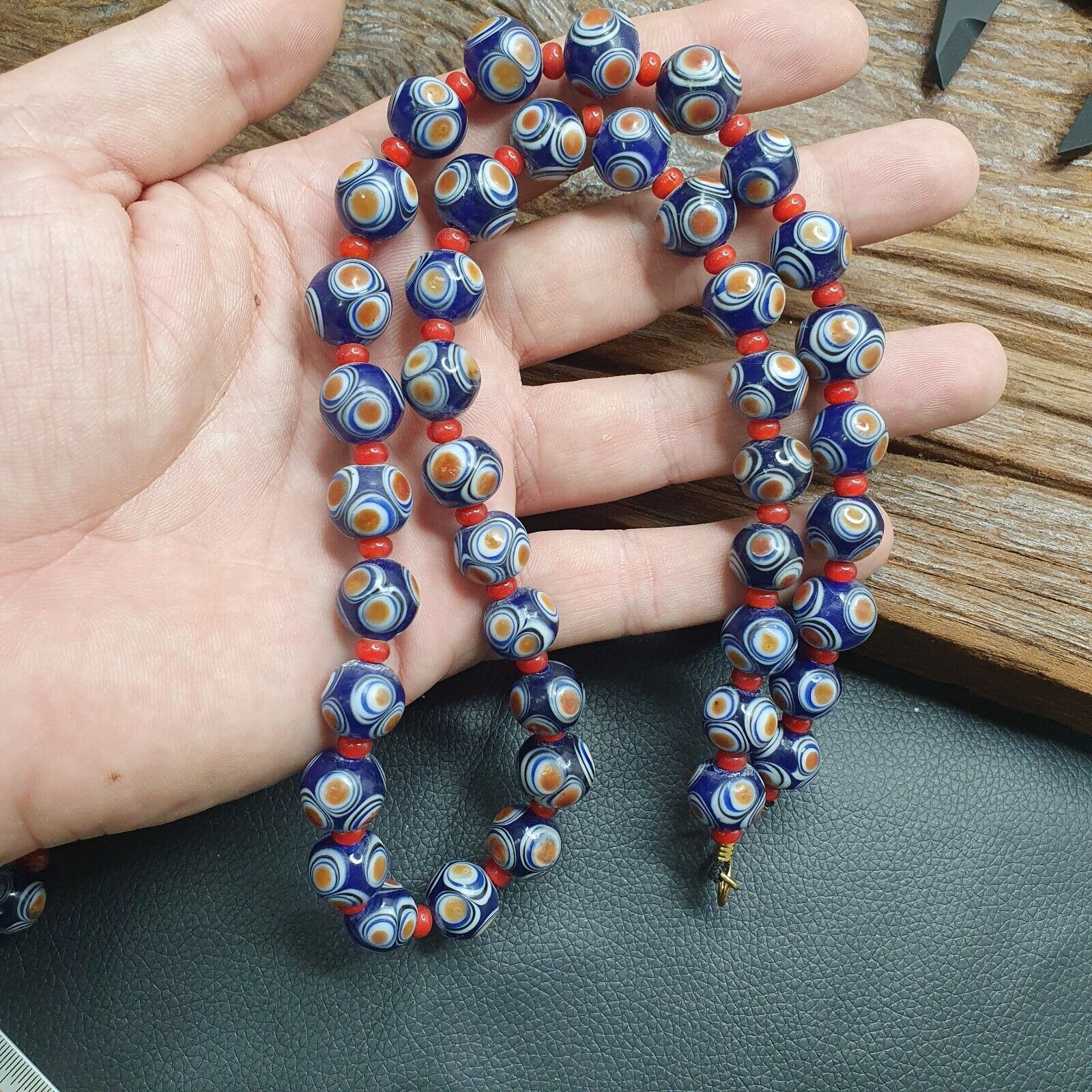 Amazing Hundred Eyes beads with venetian Red Whiteheart beads Necklace