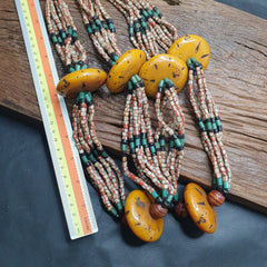 340grams Handcrafted Amber Resin and glass beads Vintage Jewelry Necklace