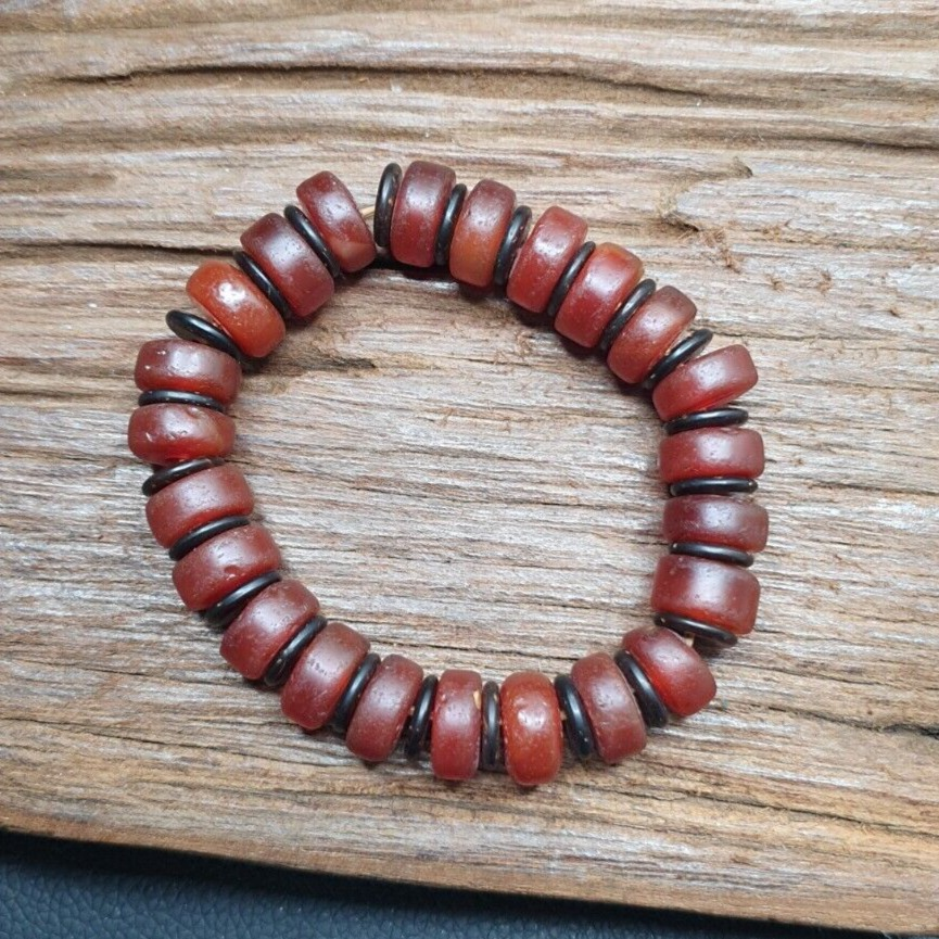 Amazing Antique Carnelian Red Agate 12mm Beads Bracelet BRGT-3