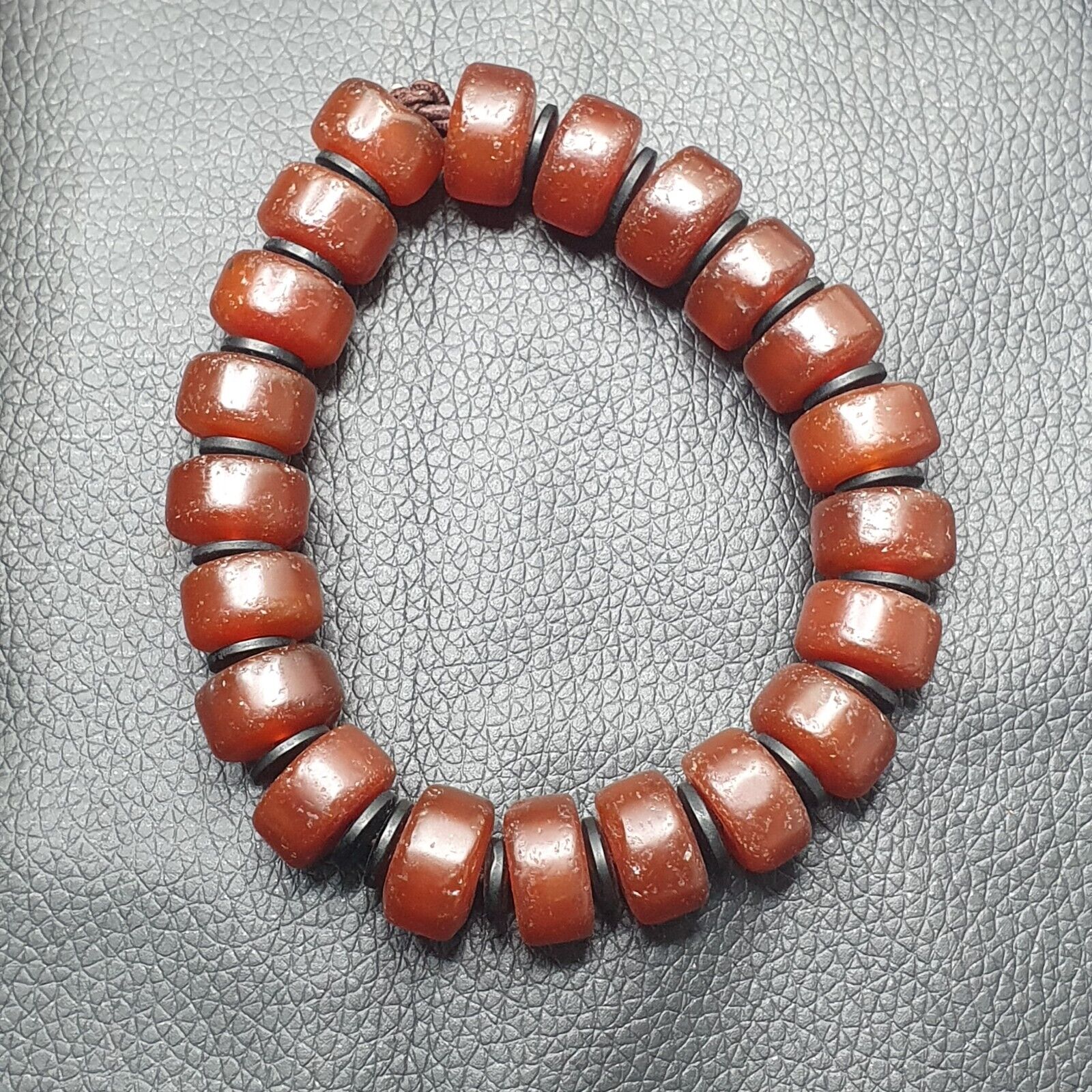 Antique Tire Shape Carnelian Agate 12mm Beads Bracelet - Vintage Style Jewelry Accessory