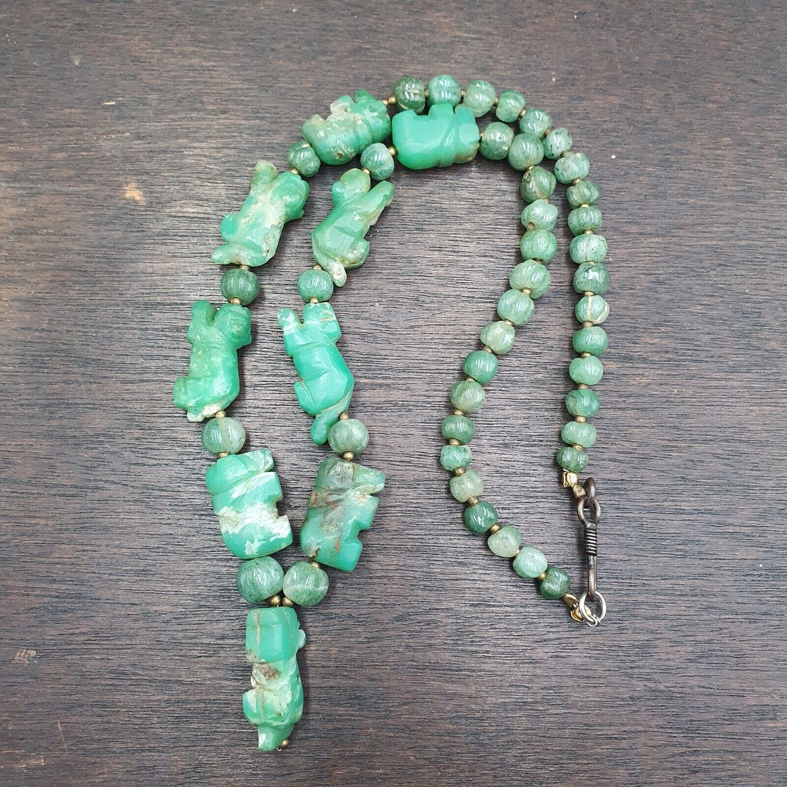 Vintage Chinese Tibetan Jade Carving jade Animals Melon Shape Necklaces