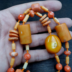 Vintage Genuine Pink, orange Coral Beads Long Necklace
