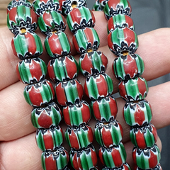 Stunning watermelon Chevrons Venetian Style Beads Strand 10MM