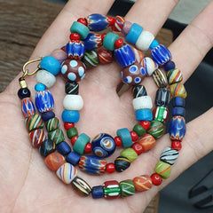 VINTAGE Old African, venetian ART Mix GLASS BEADS Necklace MIX-1