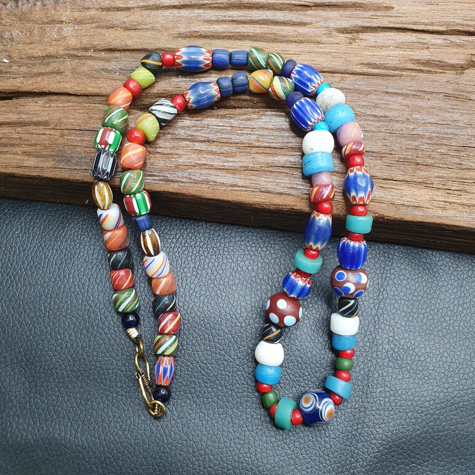 VINTAGE Old African, venetian ART Mix GLASS BEADS Necklace MIX-1