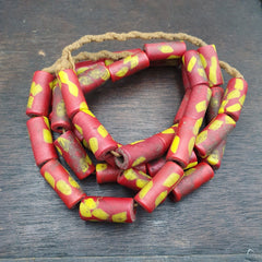 Vintage Red Tube Fancy GLASS beads necklace
