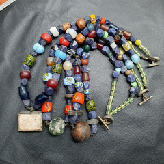 Lot 3 Pcs Vintage Lapis and Glass beaded Necklaces LPS2