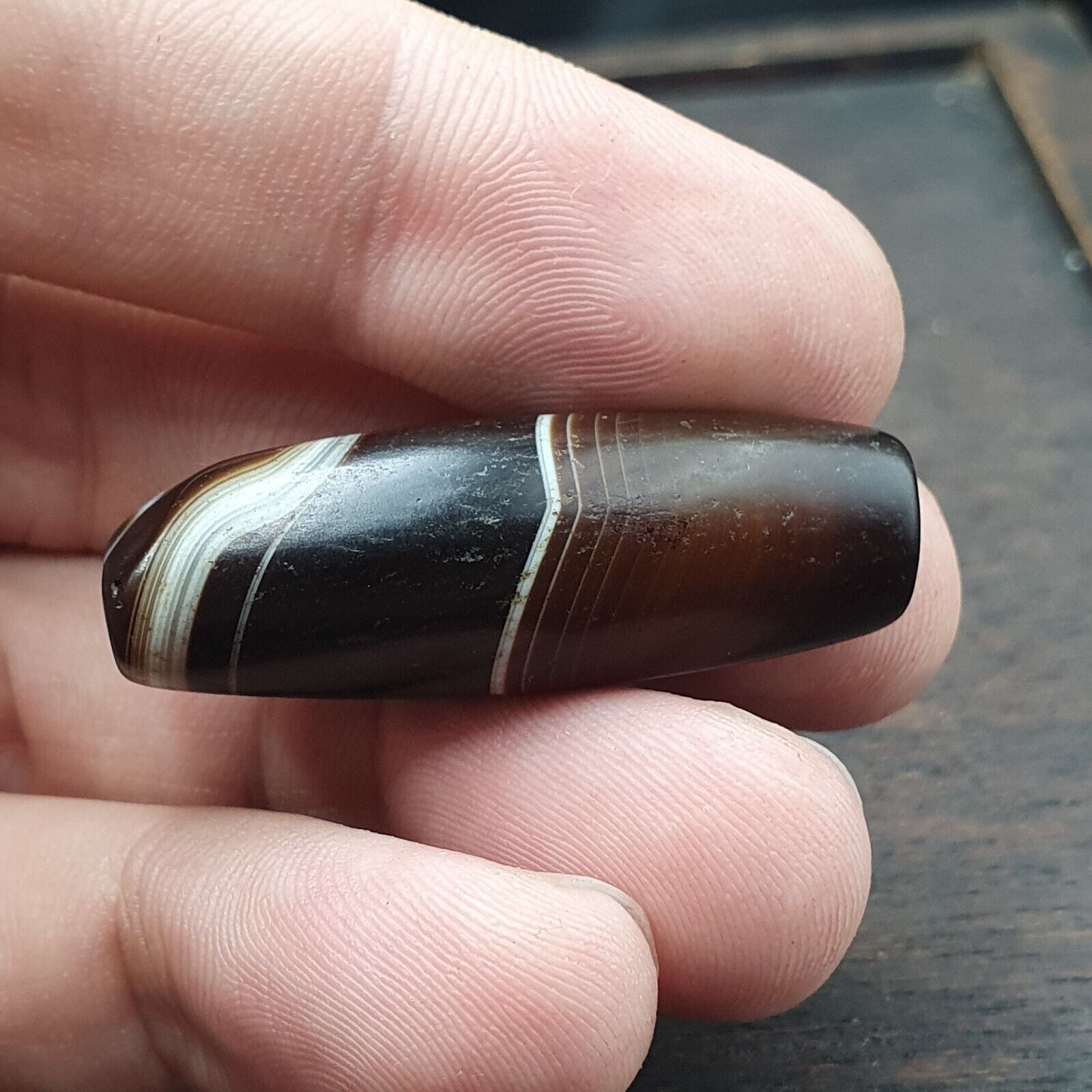 Antique Middle Eastern Agate Natural Agate Bead very unique Pattern #25