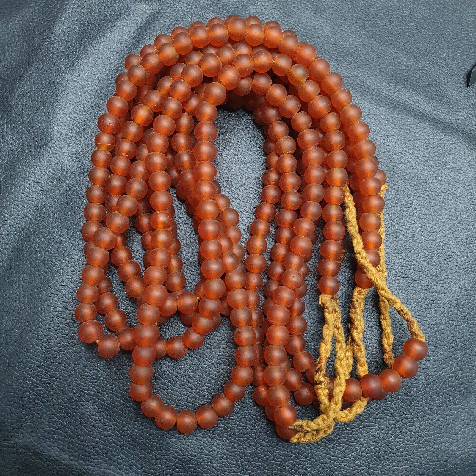 BEAUTIFUL OLD AFRICAN Orange red GLASS  BEADS 8-9MM