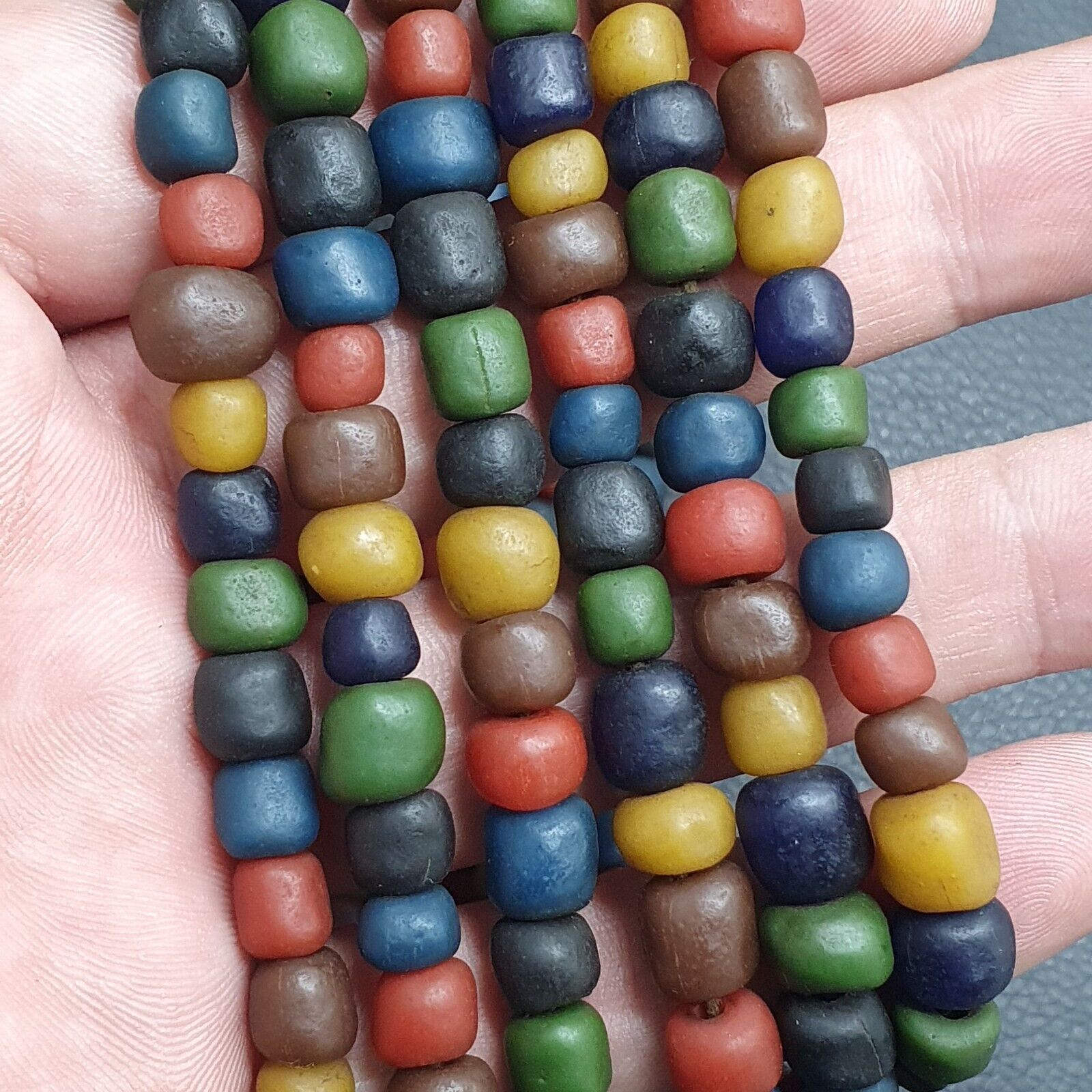 Beautiful Vintage 8mm Thai Glass Beads Long Necklace