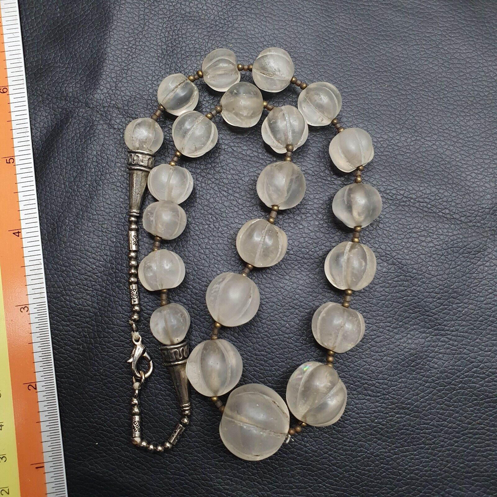 Vintage Himalayan Crystal Quartz Healing Stone Beads Necklace