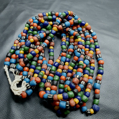 Beautiful Vintage multicolor Thai 8mm Glass Beads Long Necklace