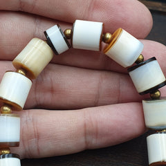 Antique Old Dzi Yemeni Banded Agate Beads Bracelet AGT-2