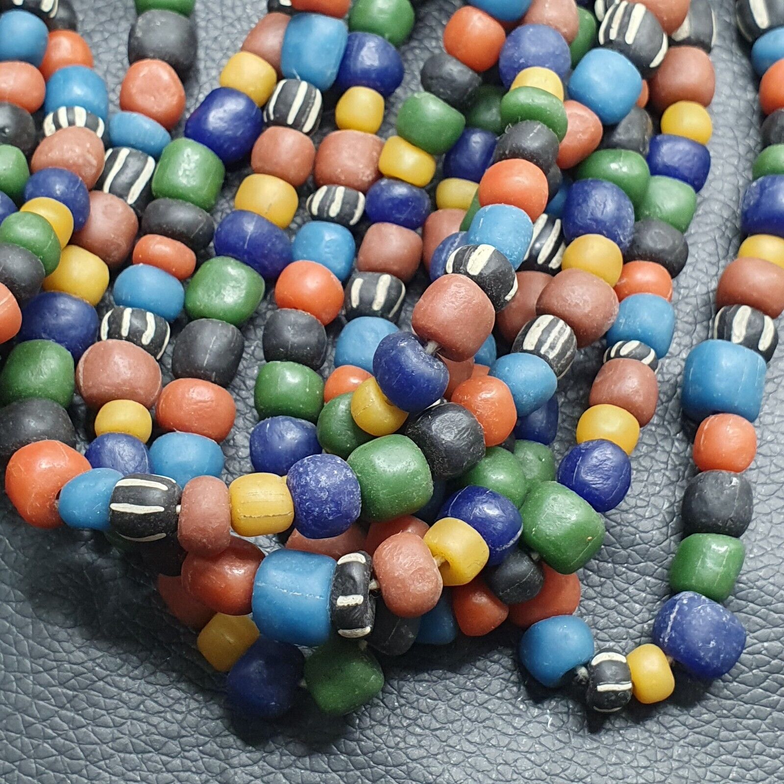 Beautiful Vintage multicolor Thai 8mm Glass Beads Long Necklace