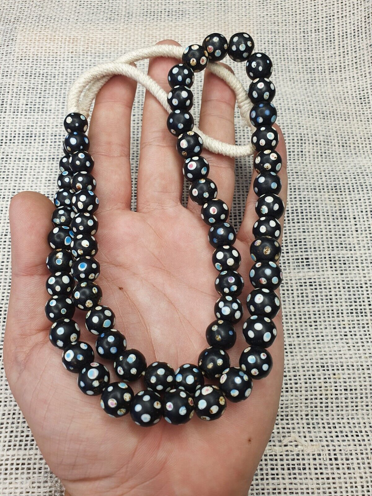 Black Dot Venetian Skunk beads African Trade Beads Authentic Antiques COLLECTION