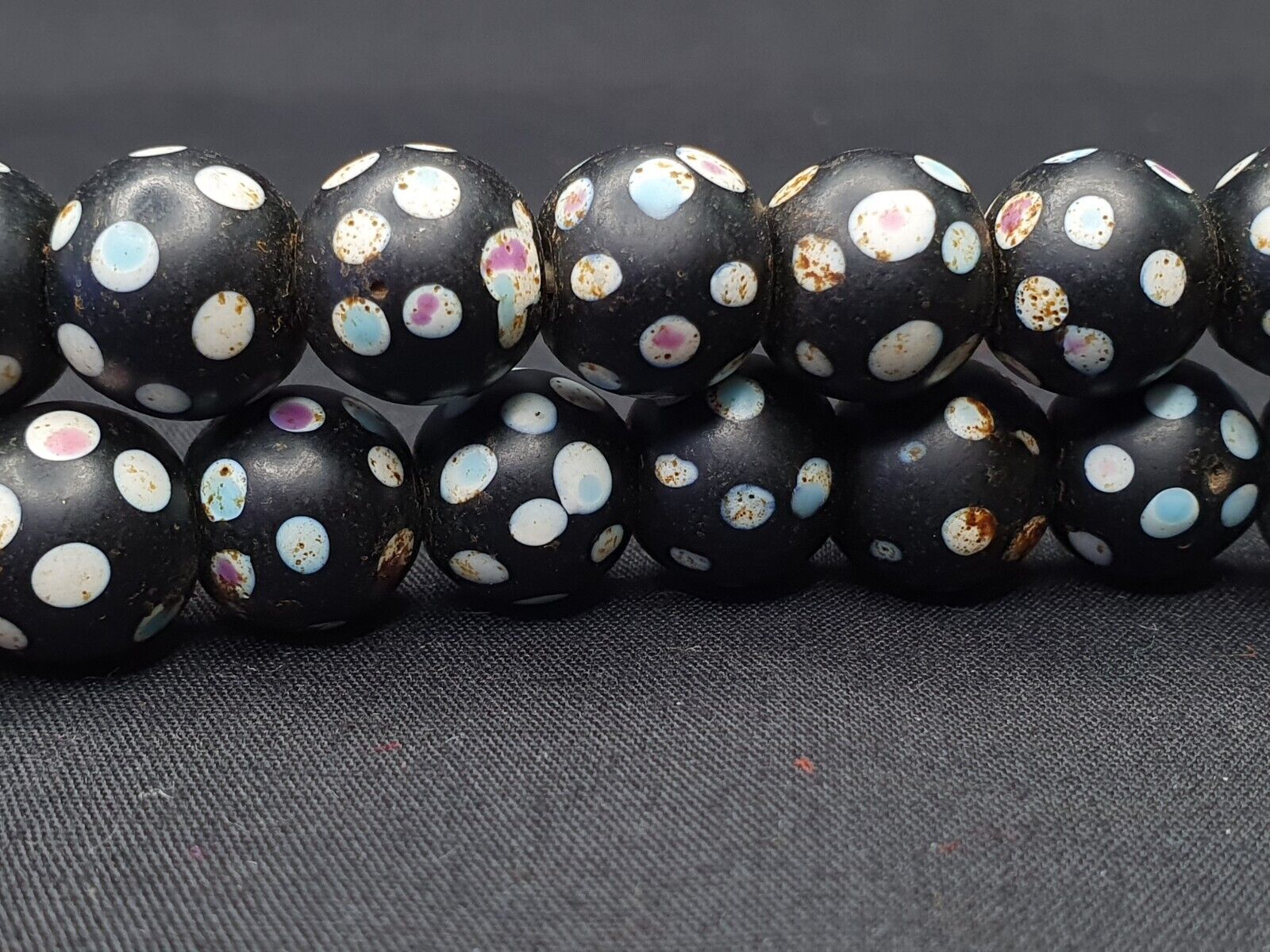 Black Dot Venetian Skunk beads African Trade Beads Authentic Antiques COLLECTION