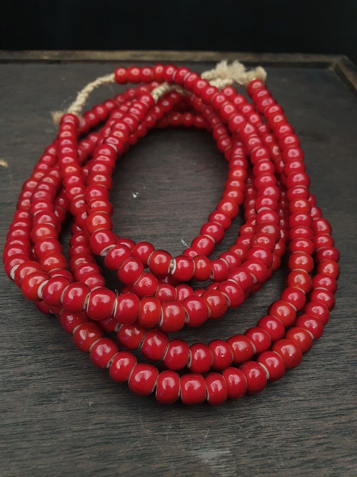 8-8.5mm Antique Venetian White Heart Trade Beads