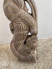Antike Holzschnitzerei Wandhalterung Corbel Chinesischer Drache Löwe 16 Zoll 