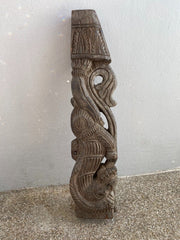 Antike Holzschnitzerei Wandhalterung Corbel Chinesischer Drache Löwe 16 Zoll 