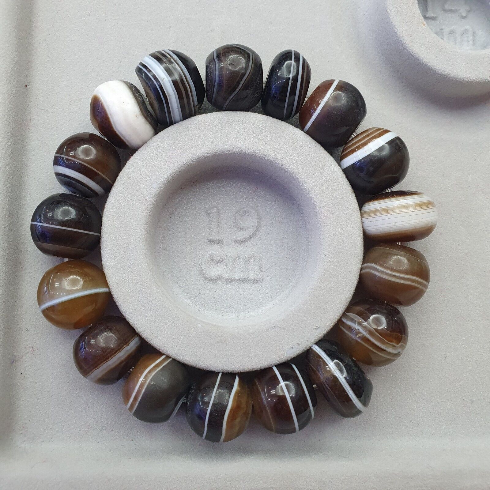 Antike indotibetische Soleimani Achat Perlen, Perlenarmband Amulett 15 Perlen