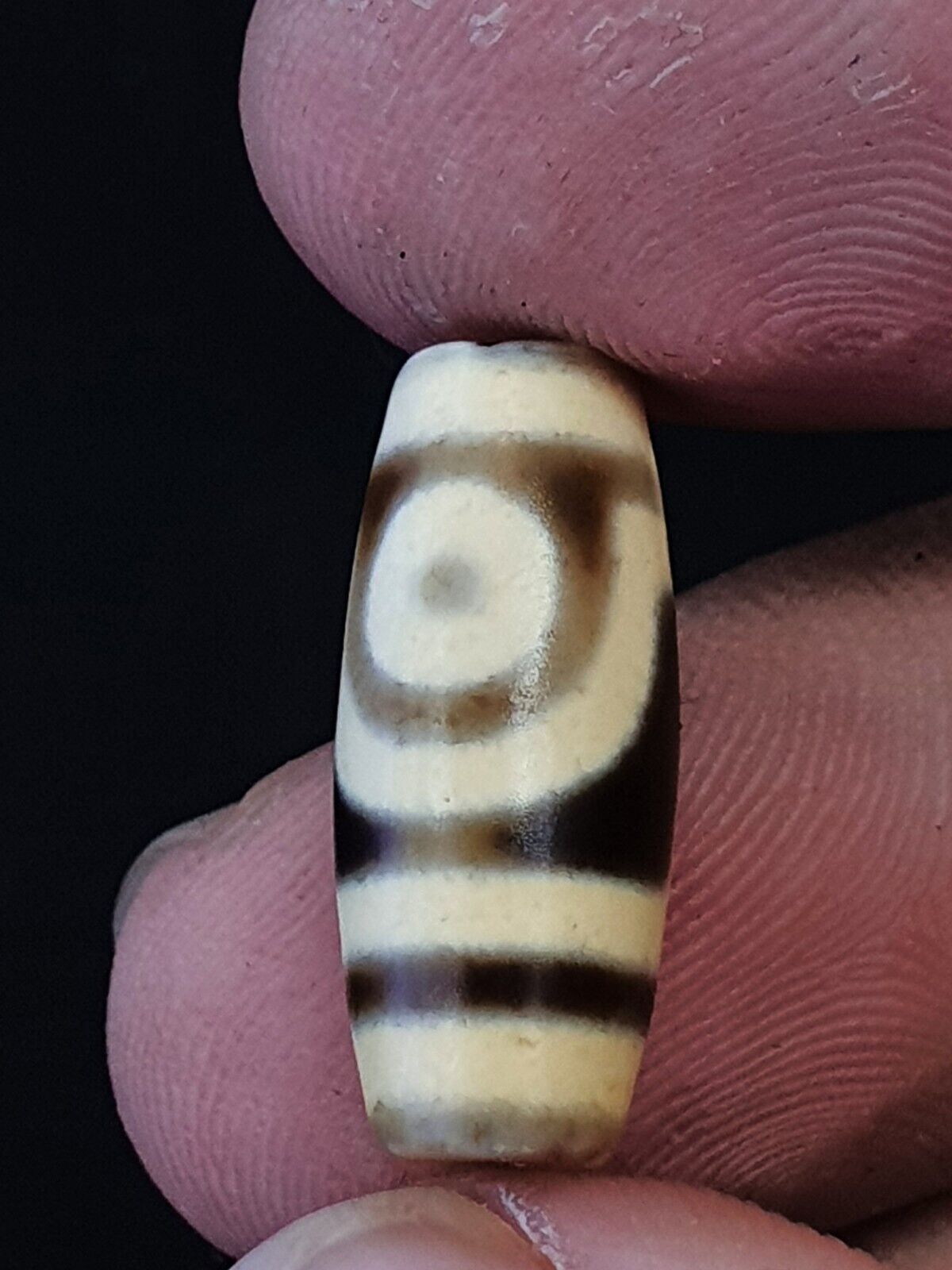 3 Stück alte Himalaya-Indo-Tibetische seltene Muster 2 Augen Dzi Amulett Perlen