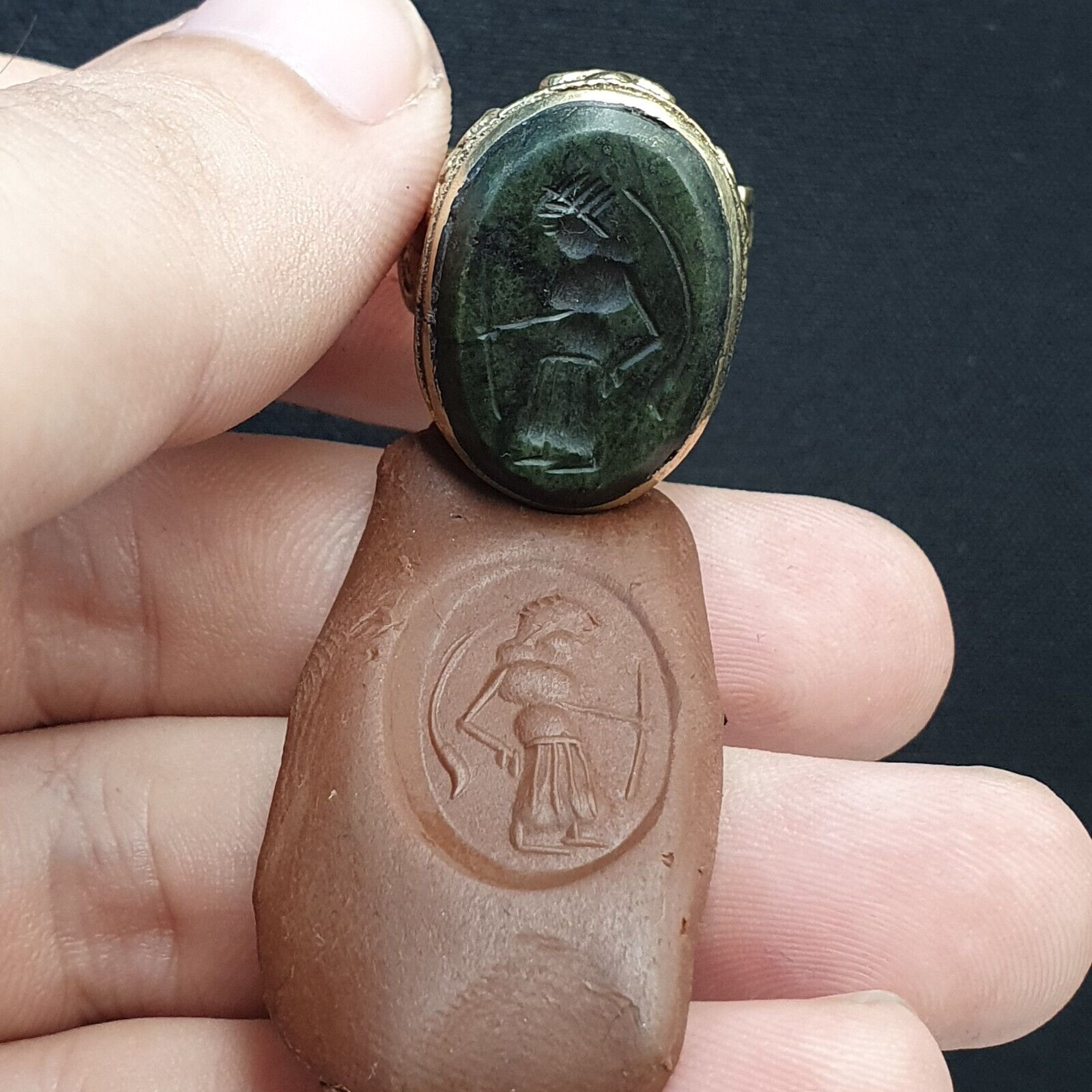 Antique natural gemstone jewelry Stone Carved Rare Seal Ring