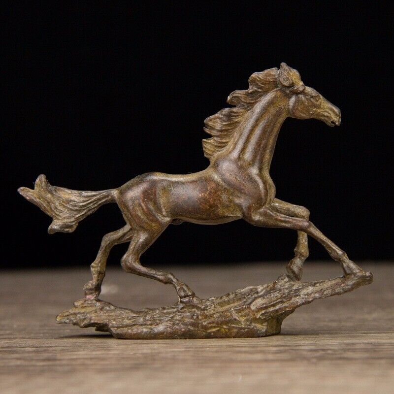 Antike chinesische klassische Sammlung von kleinen Pferden aus reiner Kupferbronze 