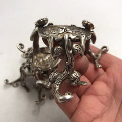 Antike chinesische klassische Sammlung kleiner Dekorationen aus reinem Kupfer und vergoldetem Silber 