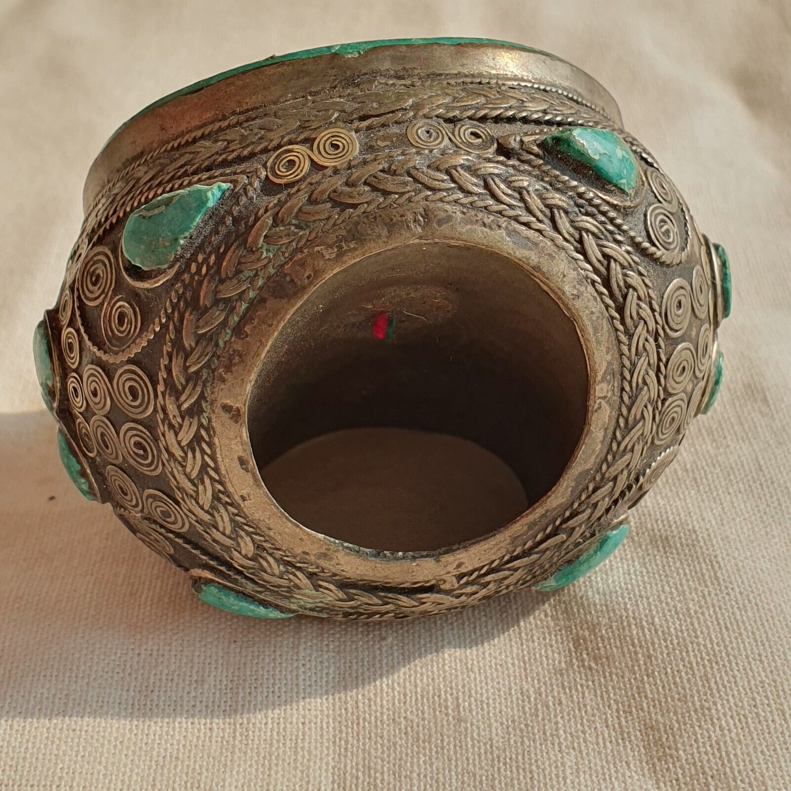 Antiker, nahöstlicher Harappa-Intaglio-Steinmix-Silber-verzierter großer Ring