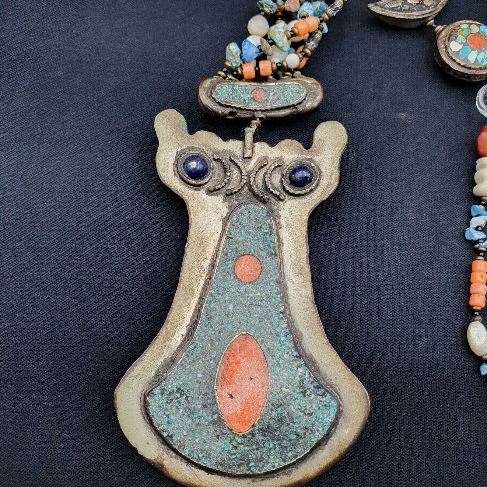 Tibetan Nepalese Necklace Handcrafted Turquoise coral Vintage Jewelry Necklace
