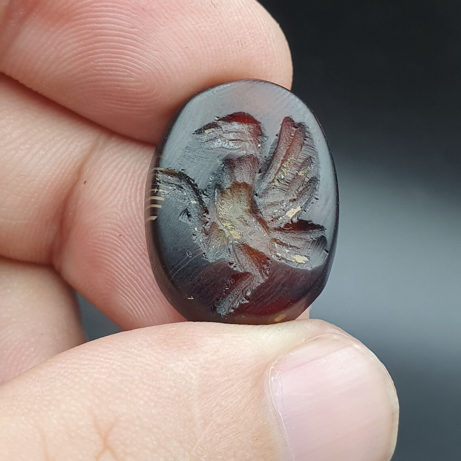 Antique Near Eastern Stamp Seal Mysterious Animal intaglio agate cabochon