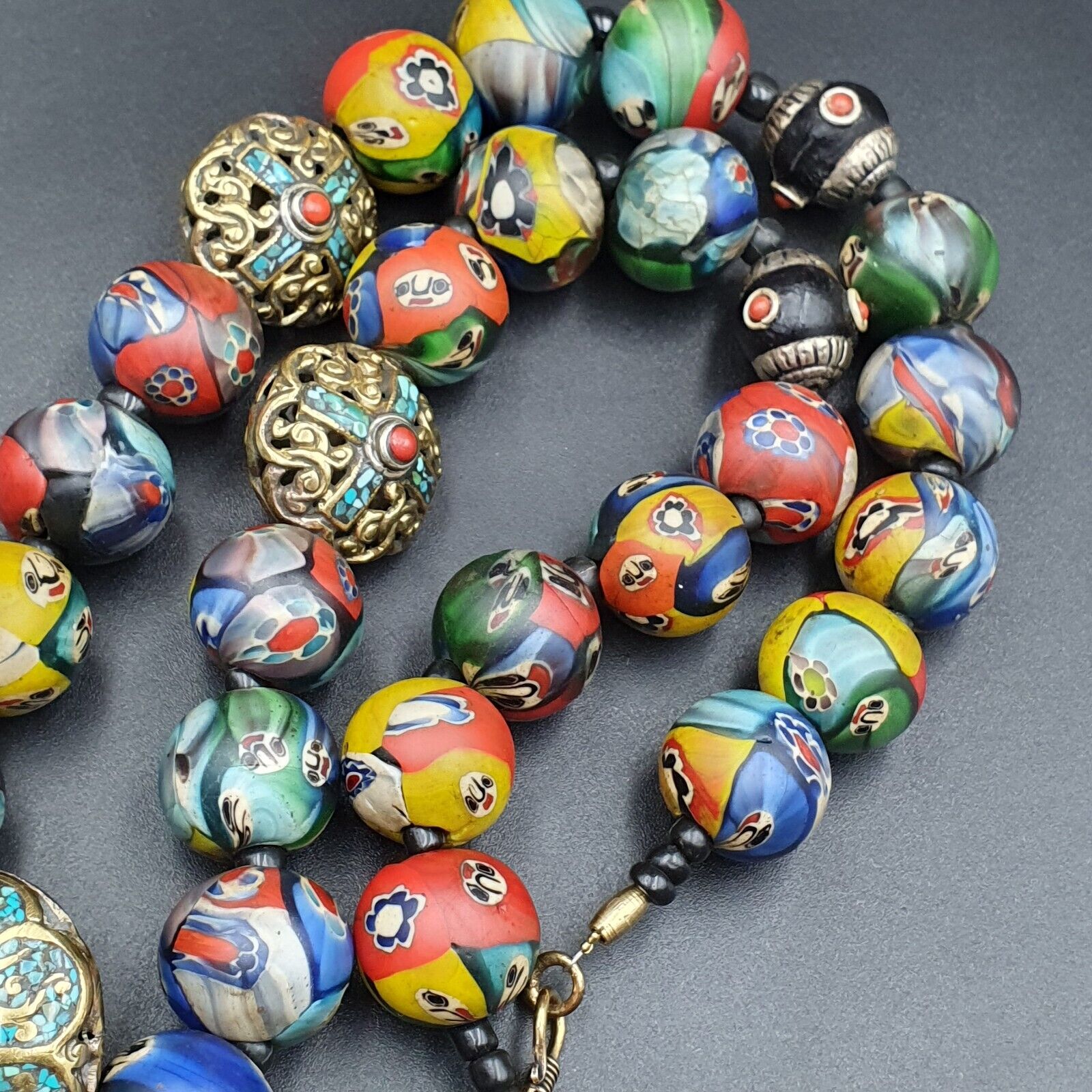 Beautiful Old Tibetan Trade Jewelry With Coral & Turquoise Necklace