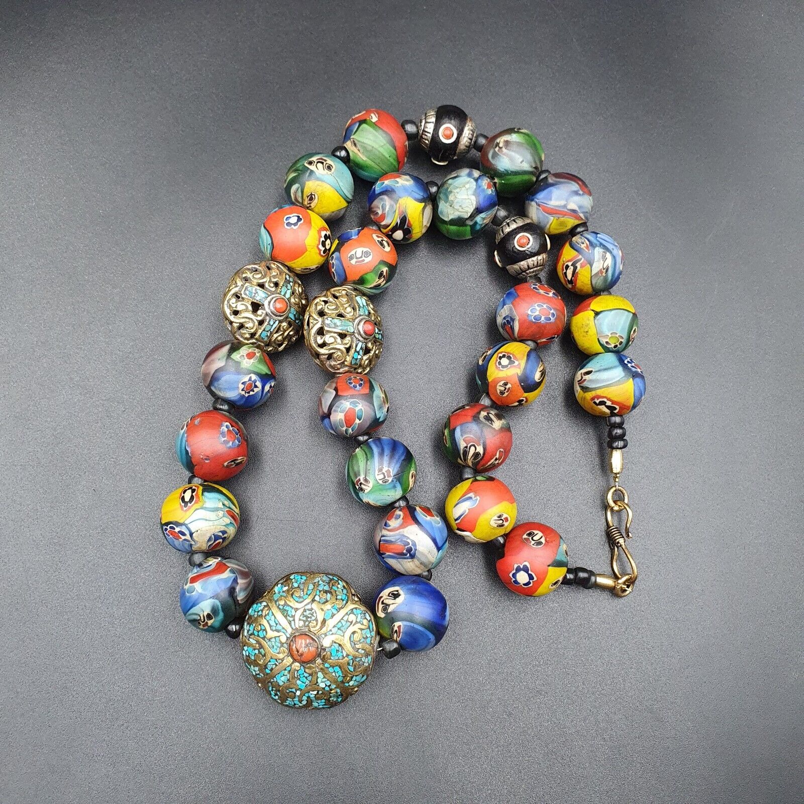 Beautiful Old Tibetan Trade Jewelry With Coral & Turquoise Necklace