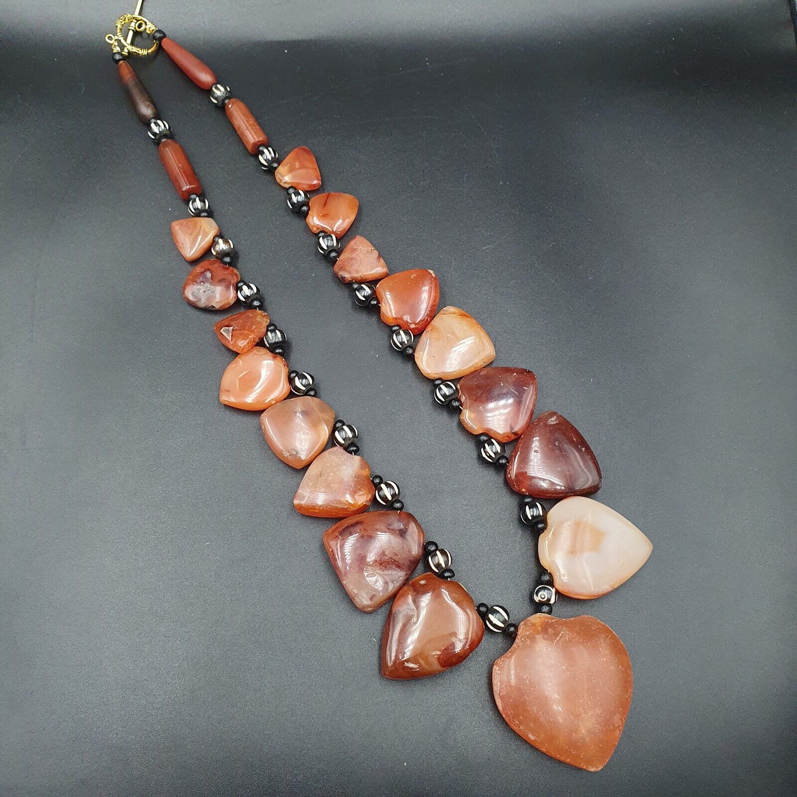 Antike 17 Achat-Anhänger, afrikanische Karneol-Perlen, Amulett-Anhänger-Halskette