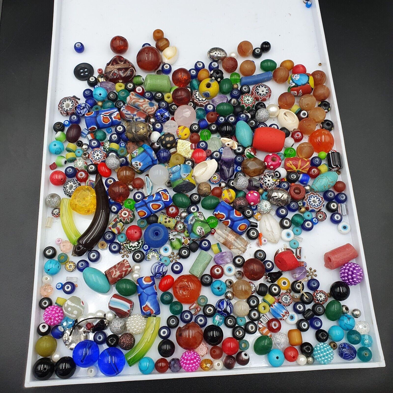 498g Antique Vintage Stone and Glass Beads lot For Collectors Jewelry Makers