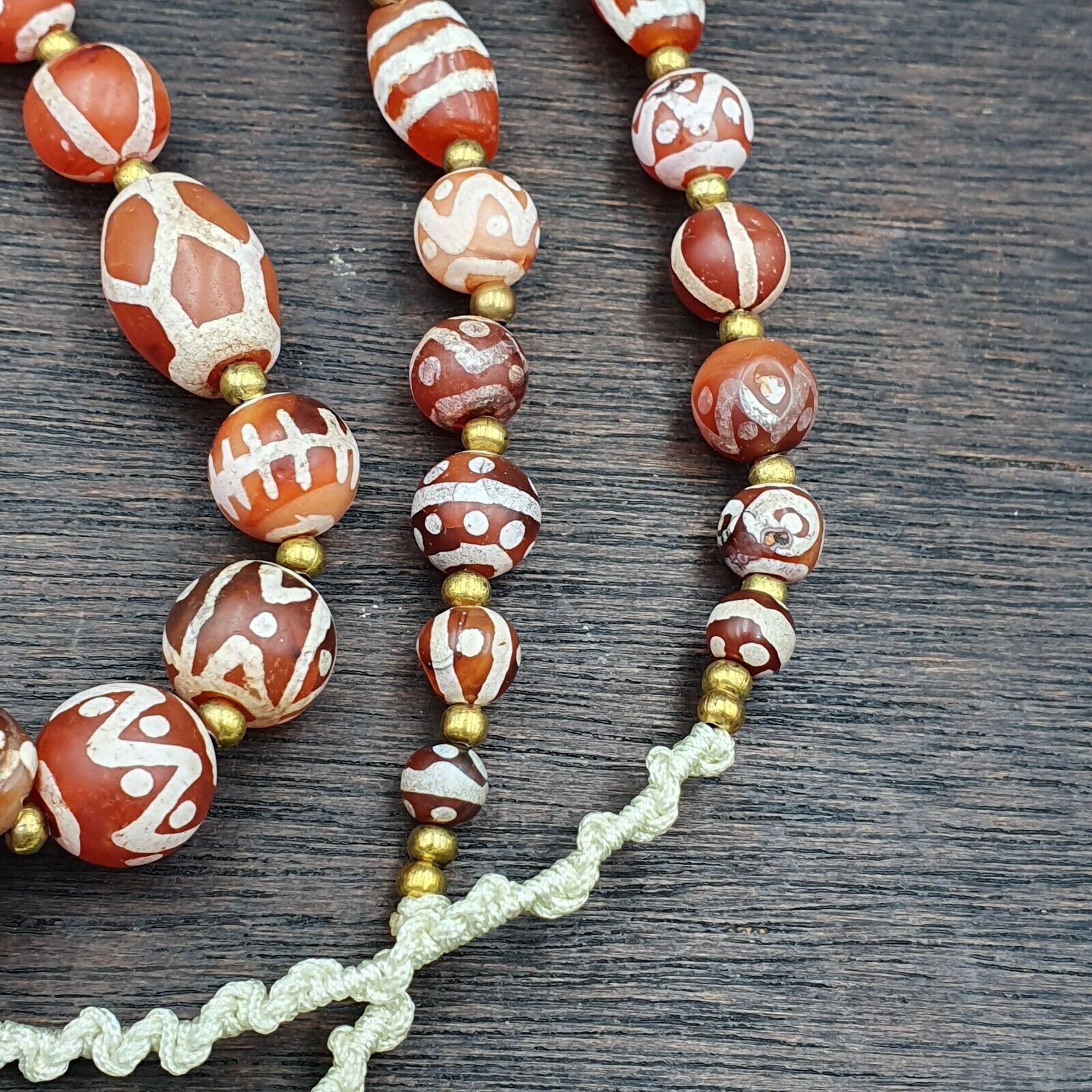 Rare collection Antique Tibetan Central Asian Etched Agate beads Necklace