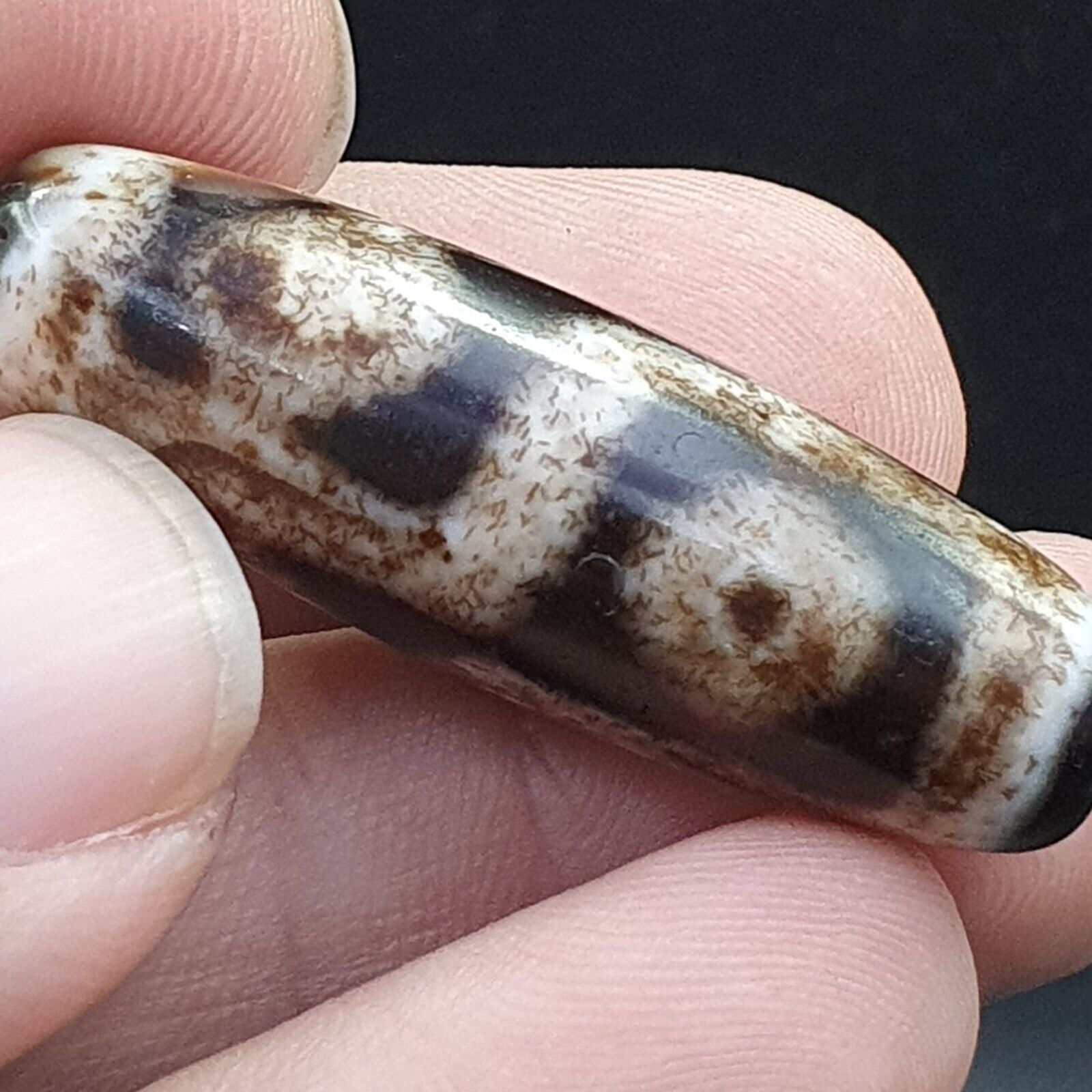 Rare Collectible Tibetan Rusted Eyes Agate stone Dzi Bead Amulet BD-25-3