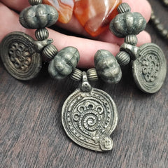 Beautiful Rusted Tibetan Silver Nepalese Stone Antique Jewelry Necklace N45