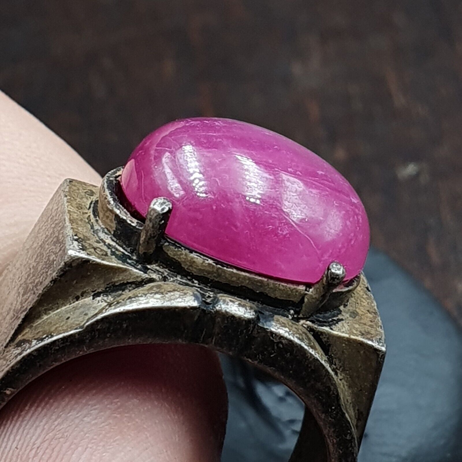 Antique Natural Afghanistan Ruby 925 Sterling Silver Ring