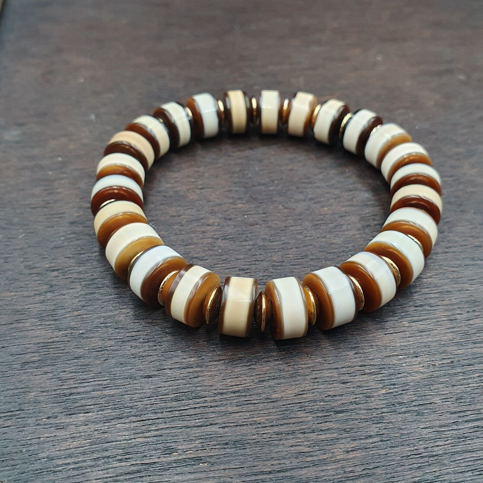Antique Old Dzi Yemeni Banded Agate Beads Bracelet