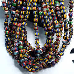 Vintage Venetian African Style Glass Chevron 6.5-7mm Beads Long Strand