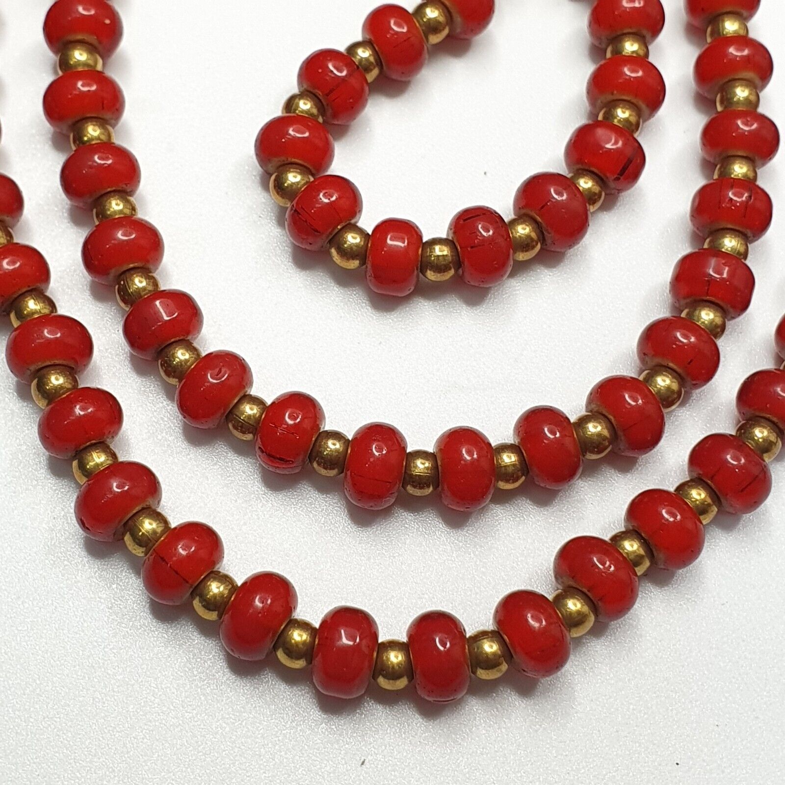 7mm Antique Venetian White Heart Trade Beads