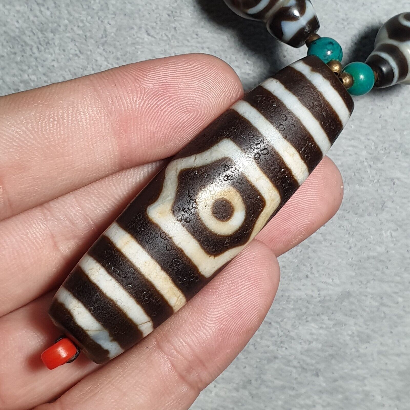 Antique Old Magnificent Tibetan Eyes in Eye Agate stone Dzi Beads Amulet