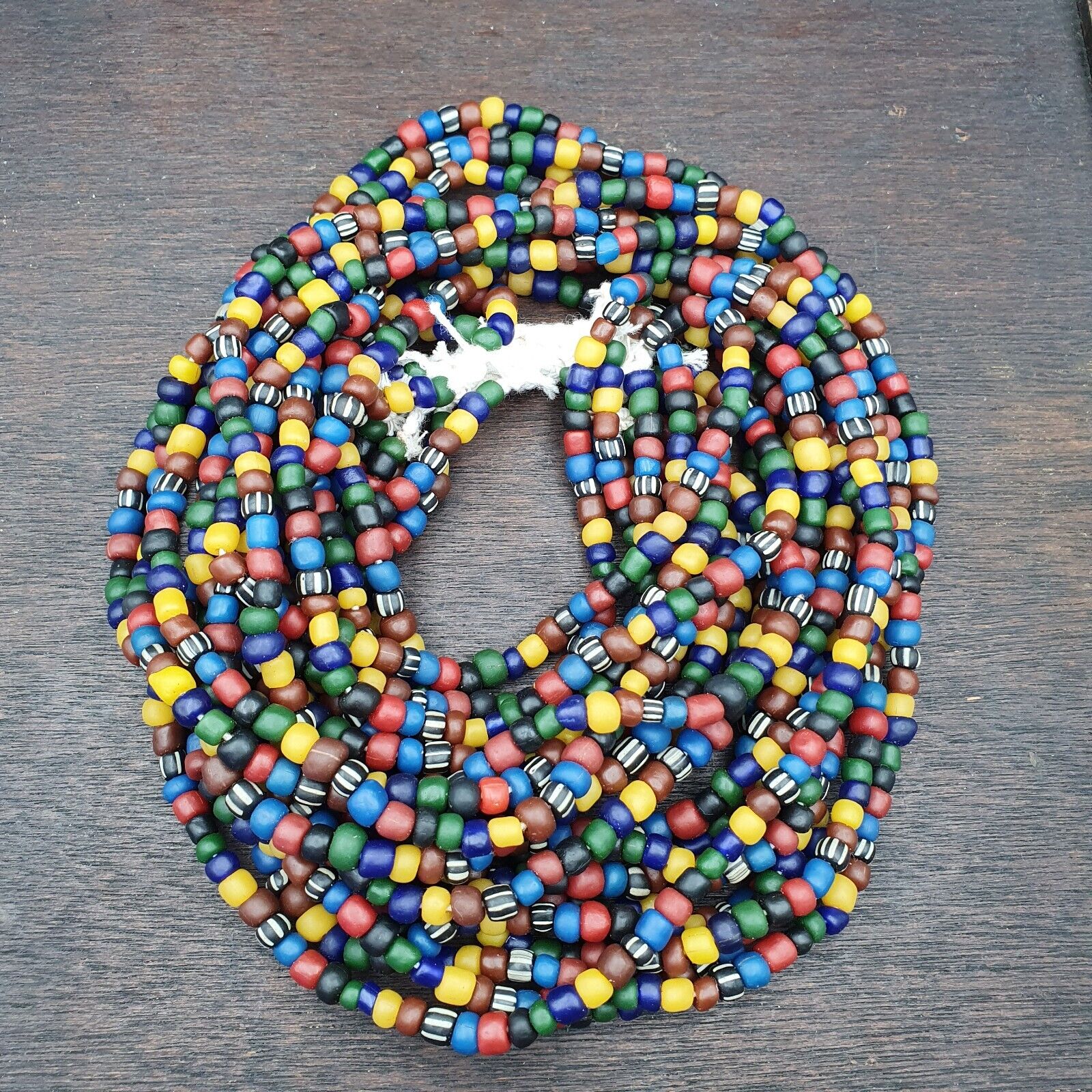 5 strands lot Vintage old mix color Glass Beads Long Necklace 5.5-6.5 mm