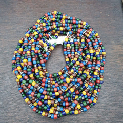 5 strands lot Vintage old mix color Glass Beads Long Necklace 5.5-6.5 mm