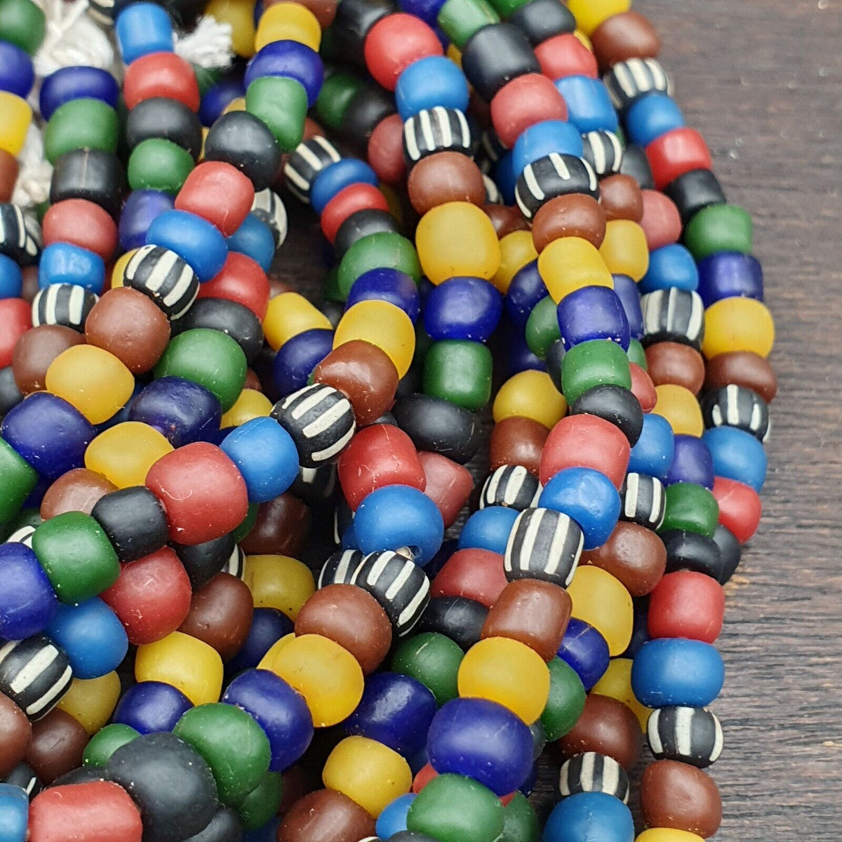 10 strands lot Vintage old mix color Glass Beads Long Necklace 5.5-6.5 mm