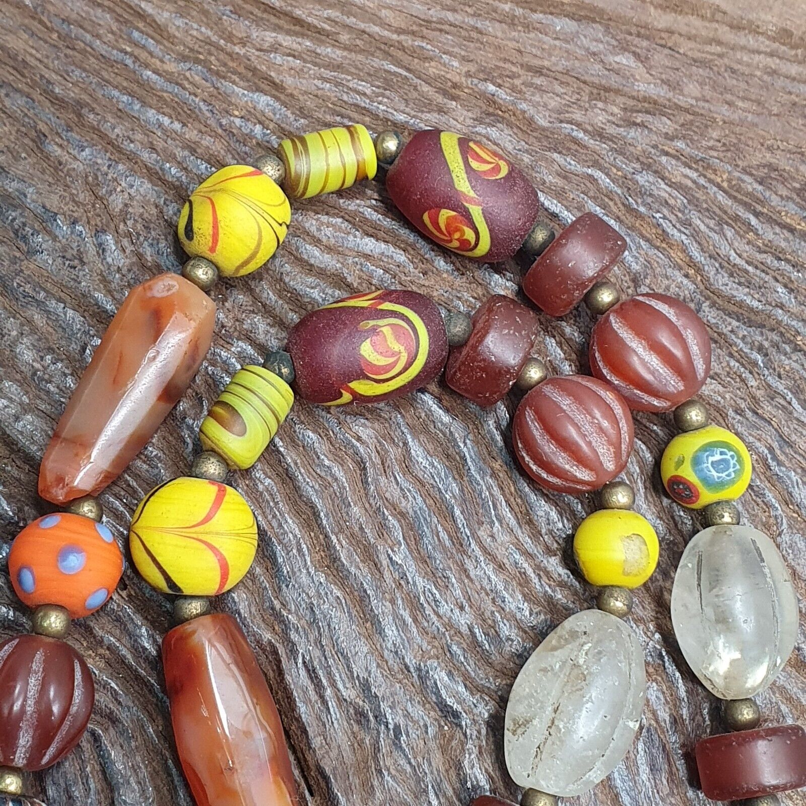 A beautiful collection of rainbow crystal, Agate and glass old beads Necklace